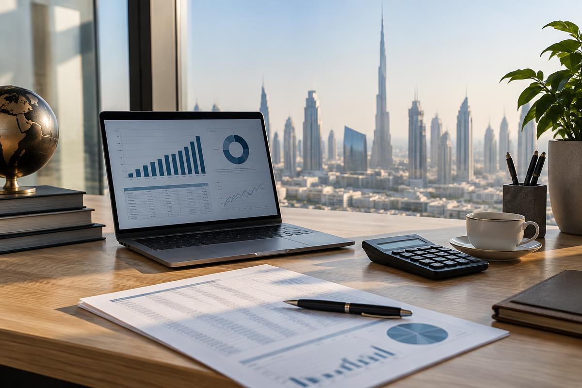 Financial documents and a calculator being reviewed